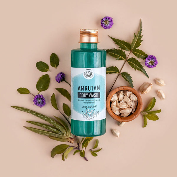 Amrutam Body Wash with Aloe Vera, Mint and Tulsi | Ayurvedic Therapeutic Shower Gel